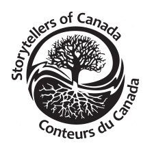 Logo of Storytellers of Canada with a tree and roots in a yin-yang style.